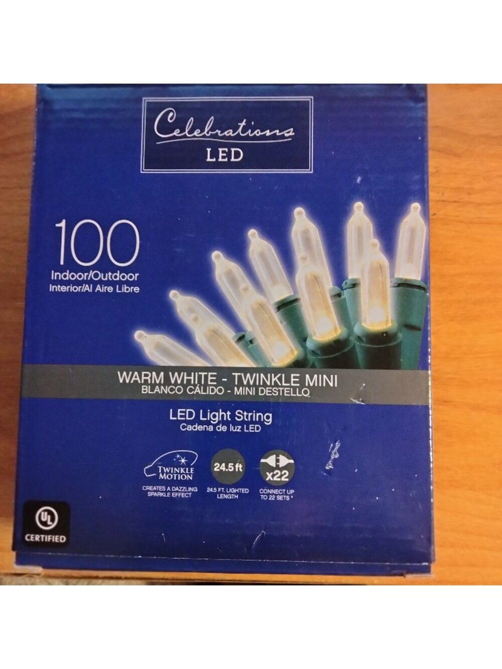Celebrations LED Warm White Twinkle Sparkle Mini 100 Ct String Christmas Lights